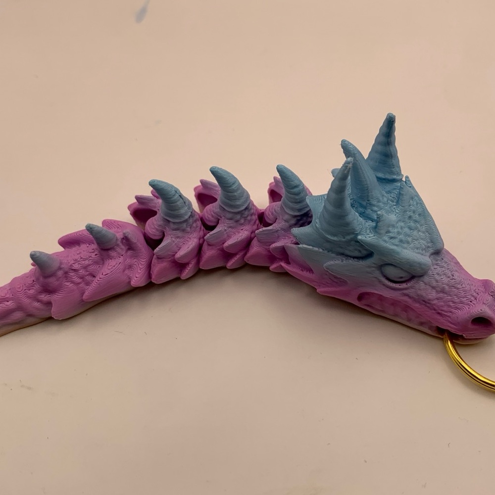 Pink and Blue Dragon Keychain